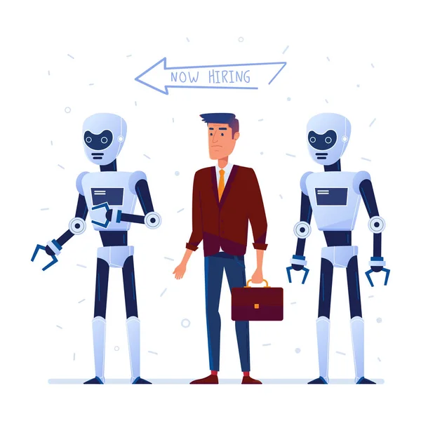 Escolha entre inteligência artificial e humana . — Vetor de Stock