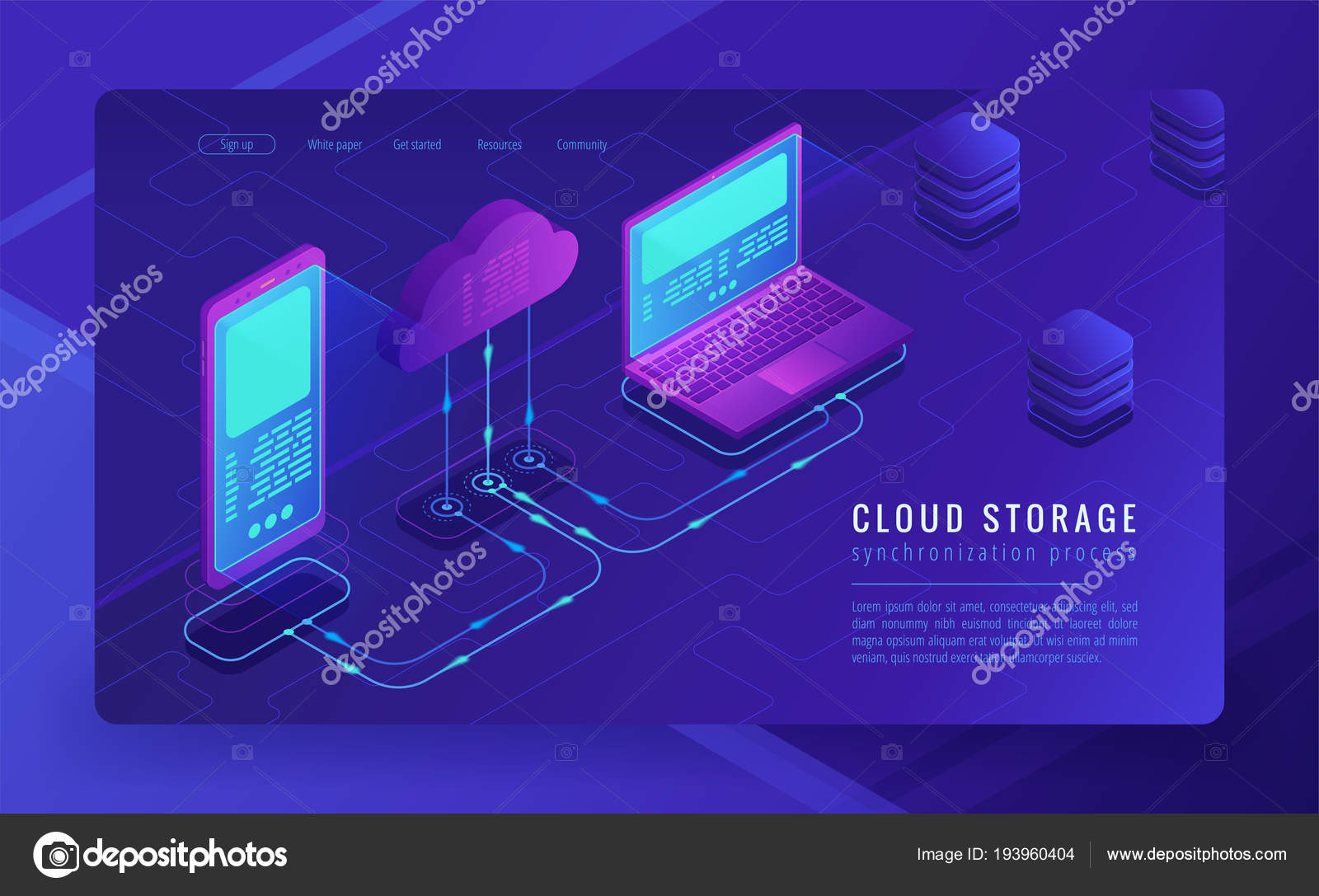 Isometric Cloud Storage Landing Page Concept Stock Vector C Visualgeneration