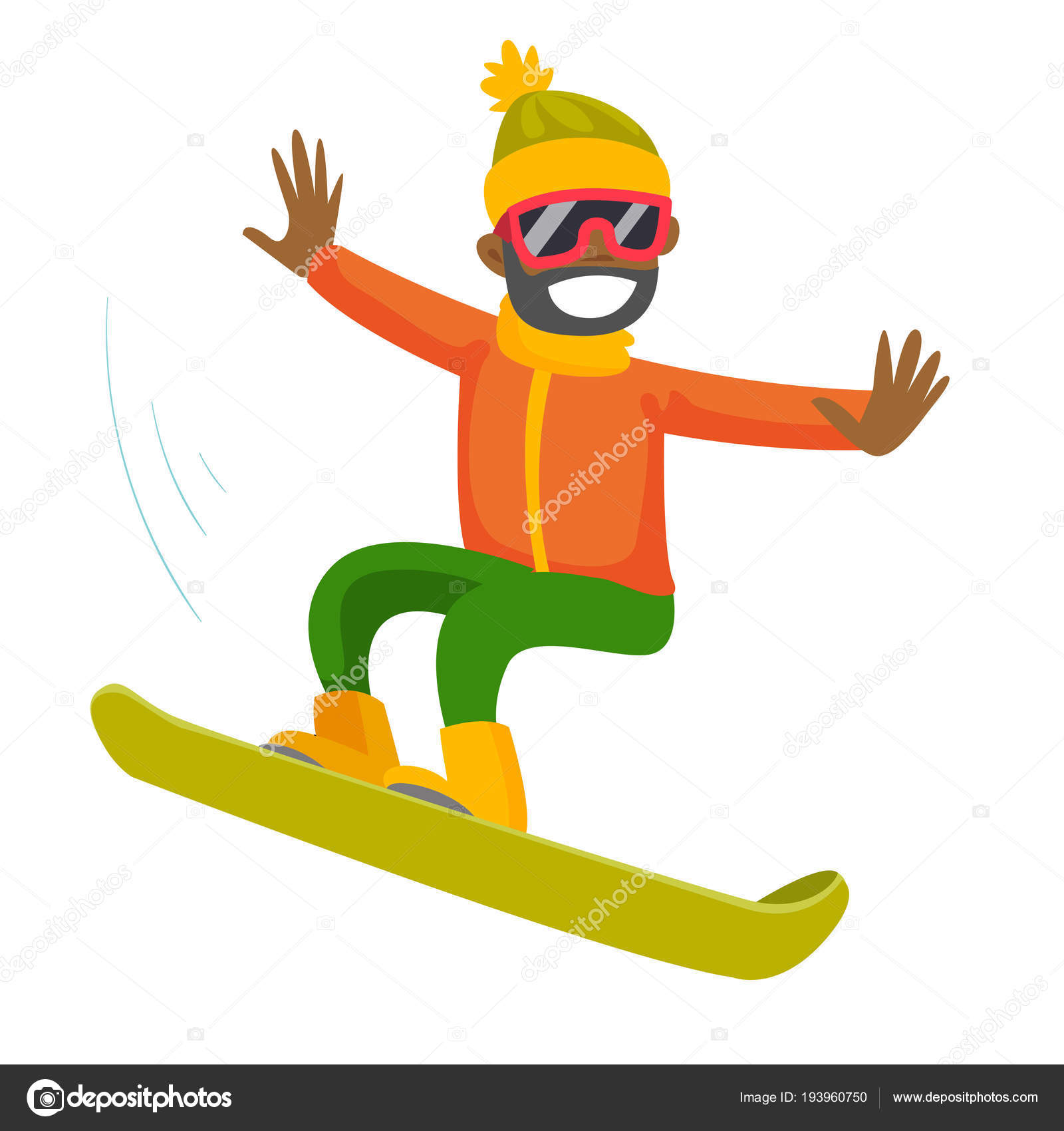 Young black man riding a snowboard. Stock Vector by ©VisualGeneration ...