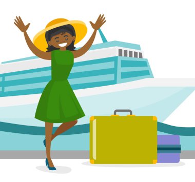 Turizm cruise liner bir çanta ile gider.