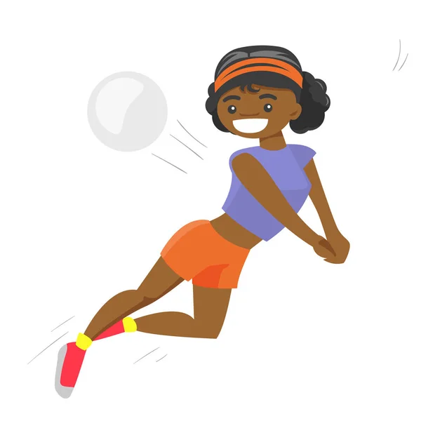 Perempuan olahragawan Afrika-Amerika yang bermain bola voli . - Stok Vektor
