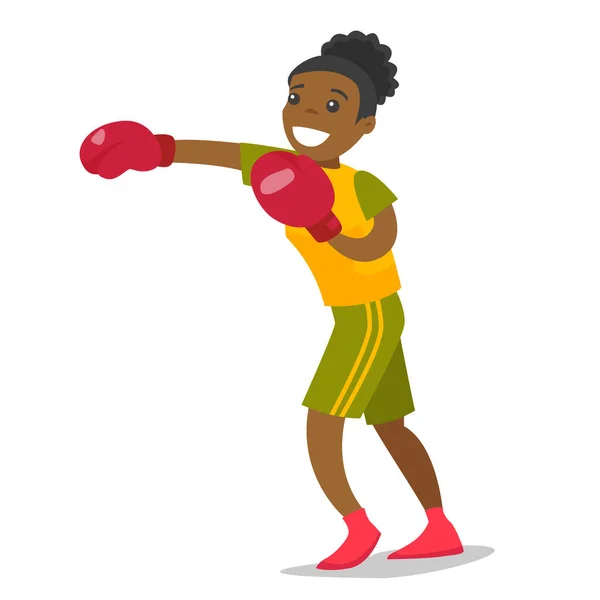 Black boxer training in boxing gloves. — Stock Vector