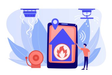 Yangın alarm sistemi konsepti vektör çizimi.