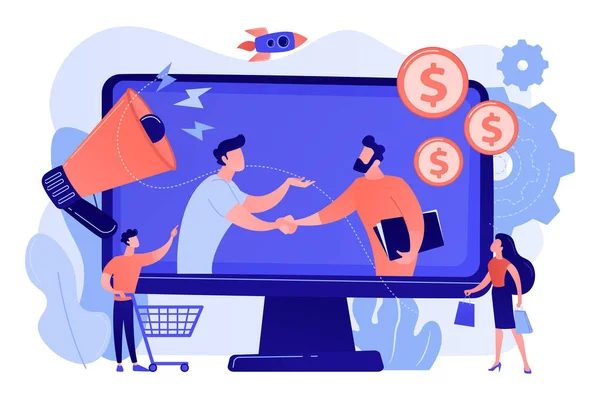 Conceito de marketing de afiliados ilustração vetorial . — Vetor de Stock