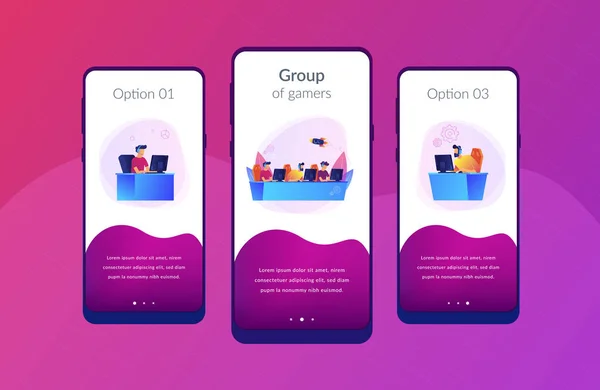 E-스포츠 팀 애플 리 케이 션 인터페이스 템플릿. — 스톡 벡터