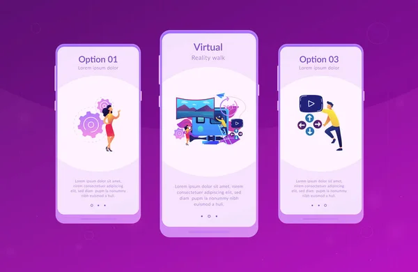 Modelo de interface de aplicativo de turismo virtual . — Vetor de Stock