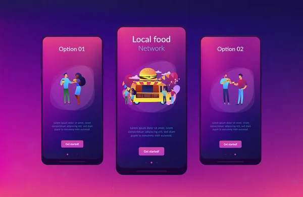 Modèle d'interface d'application festival alimentaire . — Image vectorielle