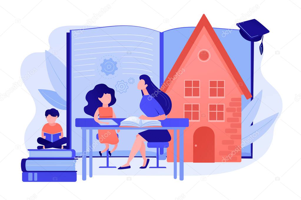 Home schooling concept vector illustration.