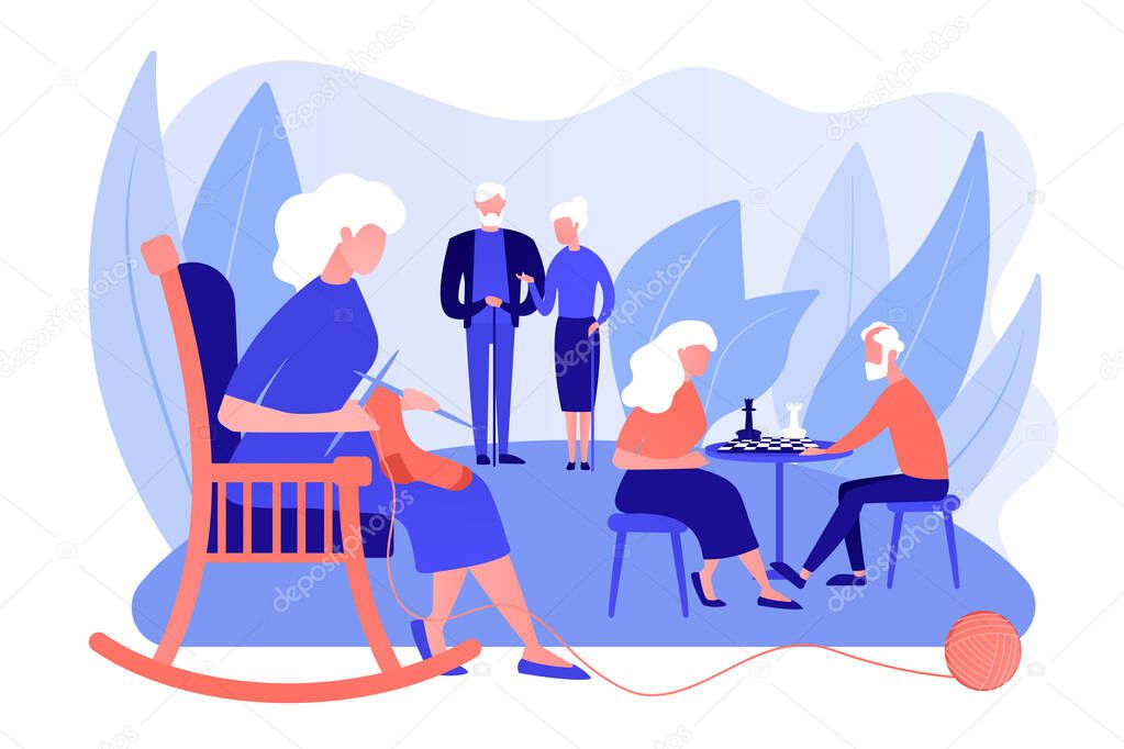 Activities for seniors concept vector illustration