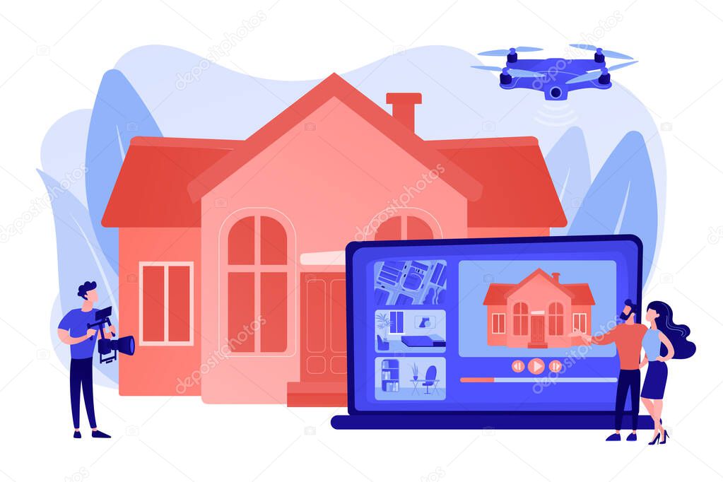 Real estate video tour concept vector illustration