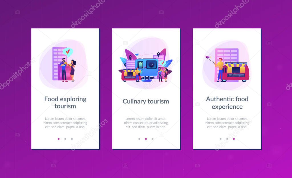 Culinary tourism app interface template.