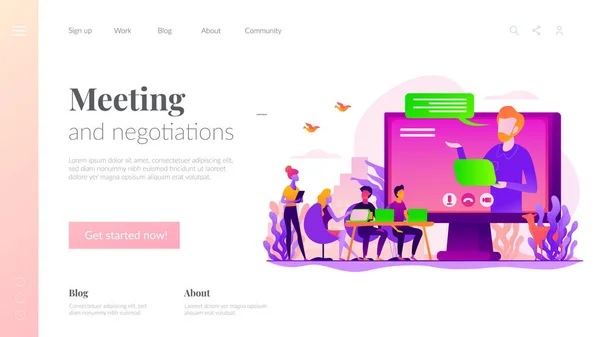 Online conference landing page template — ストックベクタ