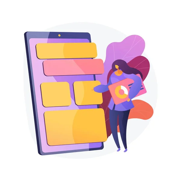 Optimisation de logiciel mobile, interface utilisateur, métaphore de concept de vecteur de développement UX. — Image vectorielle