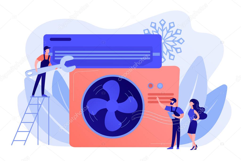 Air conditioning and refrigeration services concept vector illustration