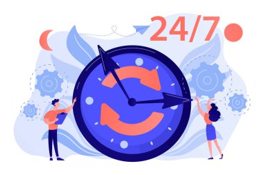 24 7 hizmet kavramı vektör çizim.