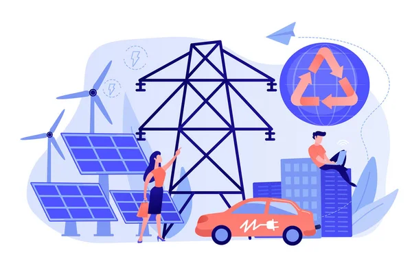 Ilustração do conceito de energia renovável . — Vetor de Stock