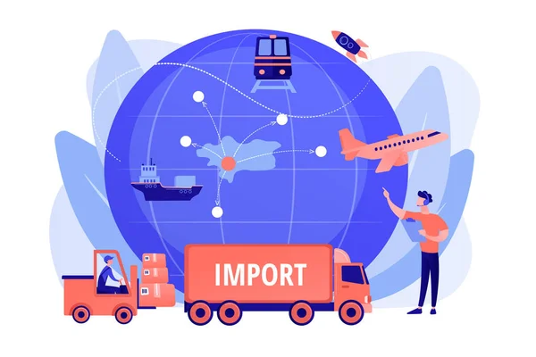 Концептуальная иллюстрация импорта товаров и услуг — стоковый вектор