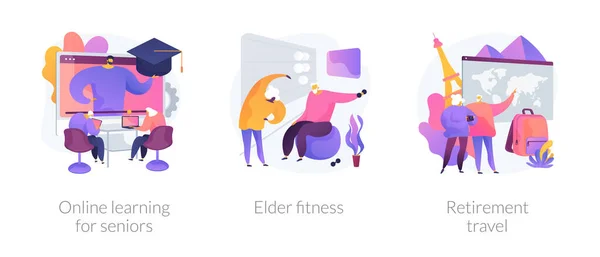 Elder people activities vector concept metaphors. — ストックベクタ