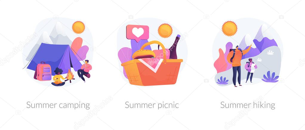 Summer weekend activities vector concept metaphors.