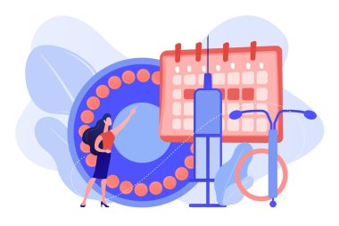 Kadın gebelik önleyici konsept vektör çizimi.