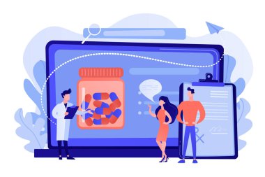 Online reçete sistem kavramı vektör çizim.