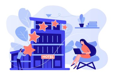 Tasarım otel konsepti vektör çizim.