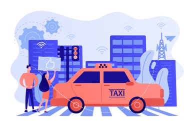 Akıllı ulaşım sistemi kavramı vektör çizim.