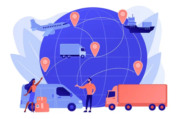 Ilustracja wektora koncepcji globalnego systemu transportu. — Wektor stockowy