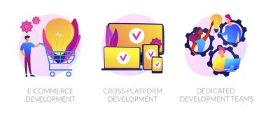 Uyarlamalı programlama simgeleri ayarlandı. Çoklu cihaz geliştirme, yazılım mühendisliği. Tepkili web tasarımı, grafik tasarımı, web uygulama tasarımı metaforları. 