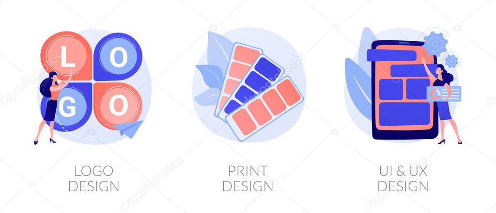 Professional graphic designer, art studio service. User interface, experience development. Logo design, print design, UI and UX design metaphors.