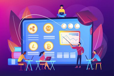 Cryptocurrency ticaret kursları kavramı vektör illüstrasyon