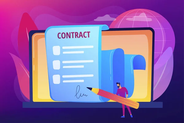 Ilustrace konceptu elektronického kontraktu — Stockový vektor