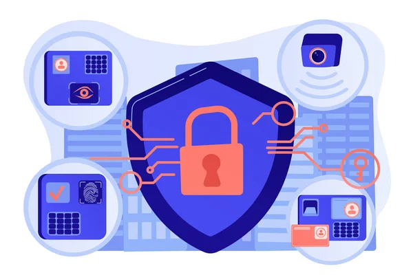 Illustrazione vettoriale del concetto di sistema di controllo accessi — Vettoriale Stock