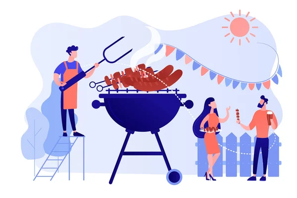 Backyard party concept vector illustration. — Stock Vector