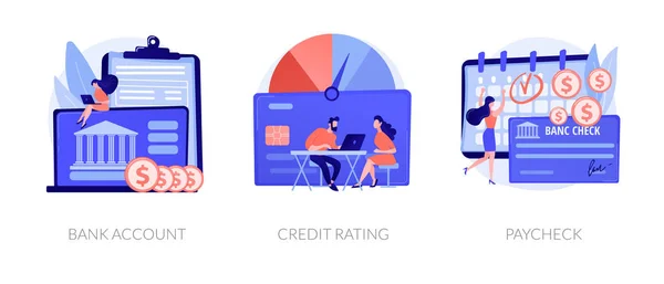 Procedimentos bancários conceito vetorial metáforas —  Vetores de Stock