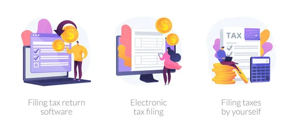 Presentación de metáforas de concepto de vector de software de declaración de impuestos . — Archivo Imágenes Vectoriales