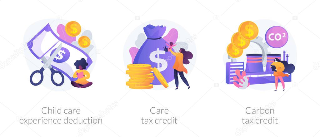 Tax deduction, exemption and credit vector concept metaphors