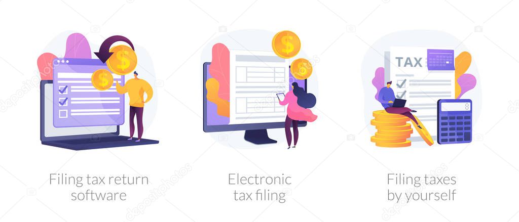 Filing tax return software vector concept metaphors.