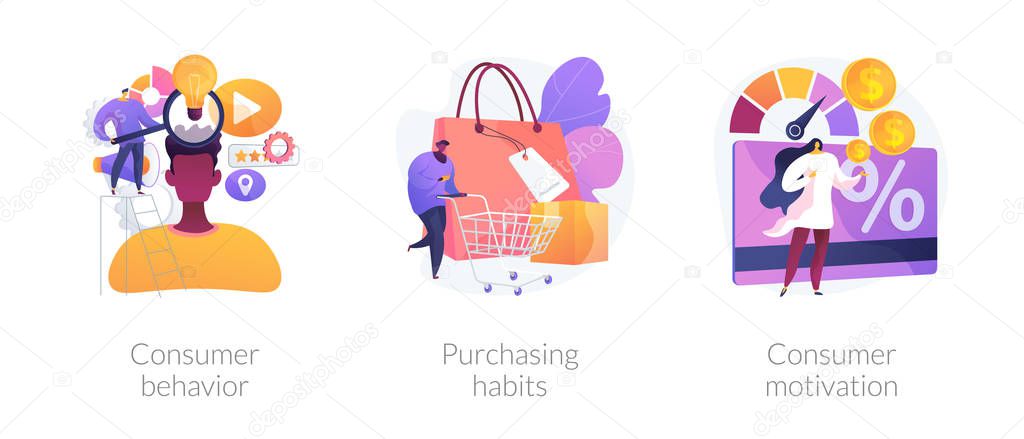 Purchase decision process vector concept metaphors.