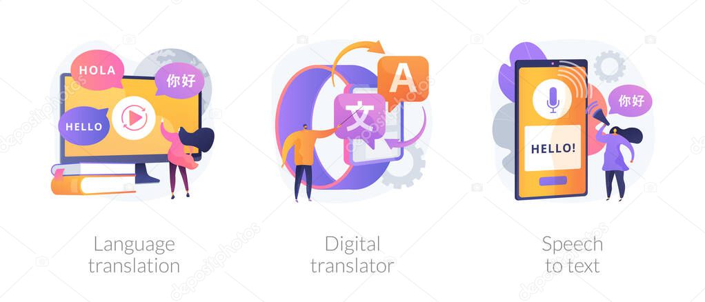Multi-language translation devices vector concept metaphors.