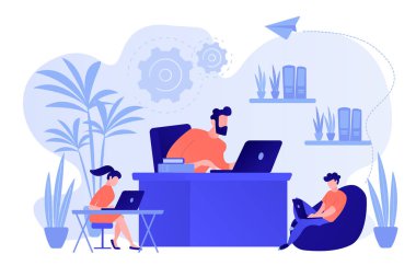 Çalışma alanı kavramı vektör çizim Biophilic tasarımında.