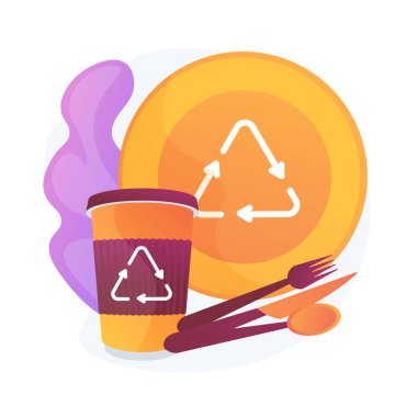 Eco friendly reusable tableware vector concept metaphor.