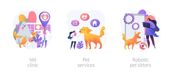 Pets medical service and entertainment vector concept metaphors — Stock vektor