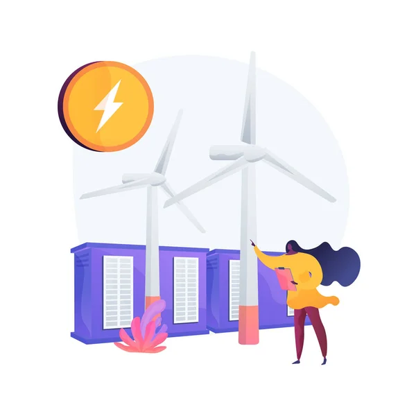 Wind farm with windmills vector concept metaphor. — 스톡 벡터