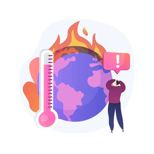 Earth climate change, temperature increase, global warming vector concept metaphor. — Stok Vektör