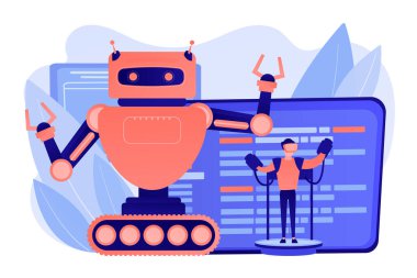 Uzaktan robotlar kavramı vektör çizim işletilen.