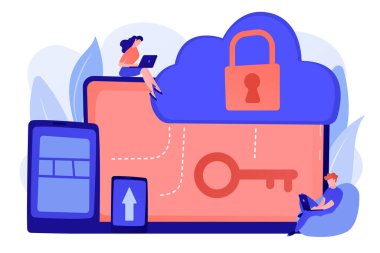 bulut hesaplama güvenlik konsepti vektör çizimi.