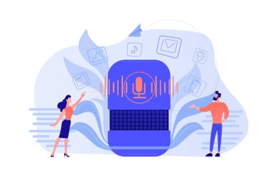 Akıllı hoparlör apps pazar yeri kavramı vektör çizim.