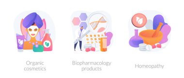 Organic pharmacological products vector concept metaphors.