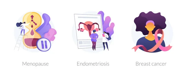 Female health issues vector concept metaphors. — 스톡 벡터
